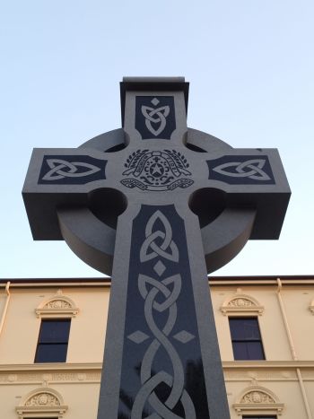Stone mason Brisbane - Celtic Cross recently installed at Nudgee College by T. Wrafter & Sons