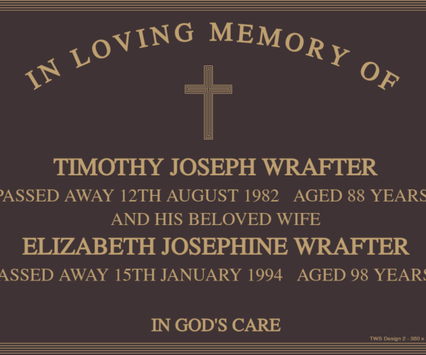 Bronze Plaque with Double Inscription Roman lettering Up to 7 lines including Plain or RC cross 380 x 280 mm