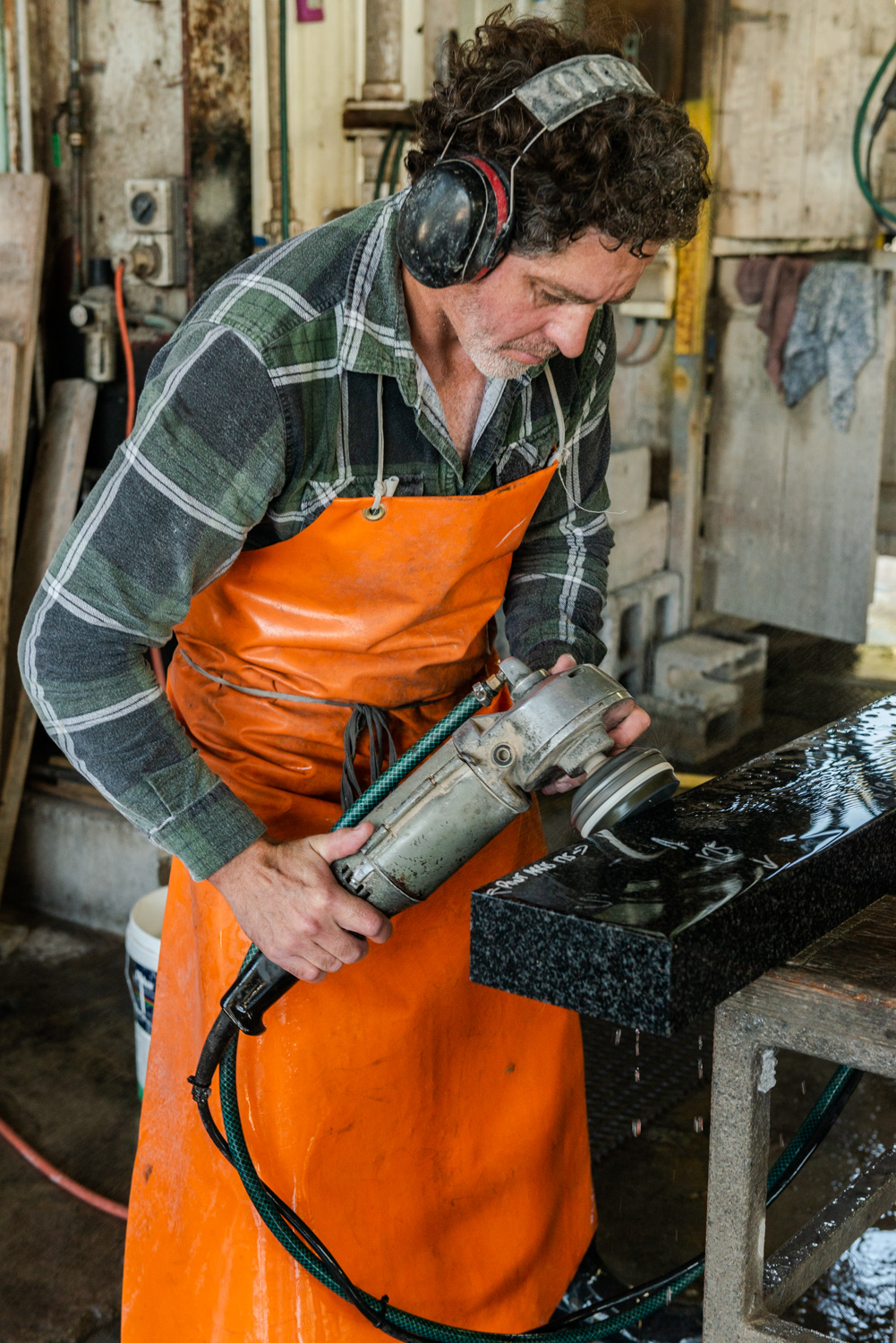 Our stonemasons use water at all times to reduce the risks of them developing silicosis.